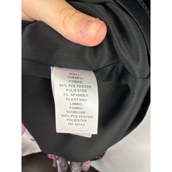 Women’s Vintage Maggy London Size 8 Short Sleeve Black with Magenta & White Wate - Picture 6 of 6